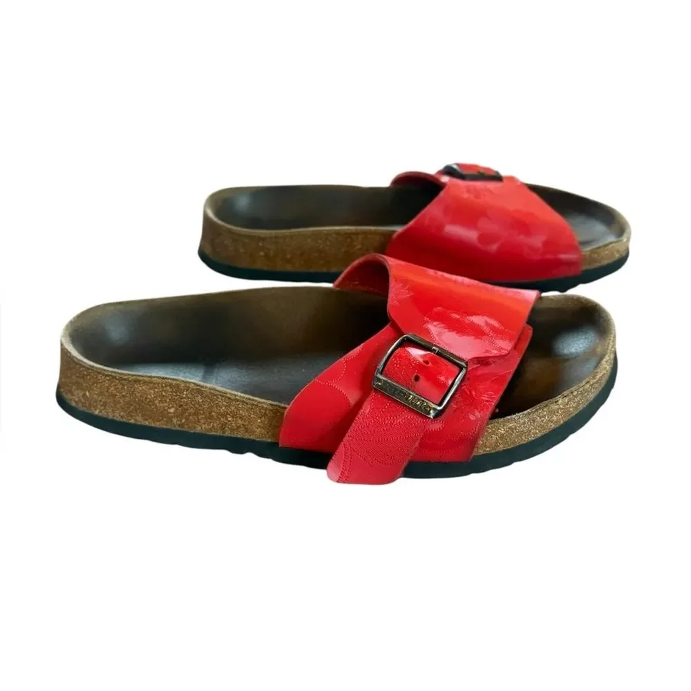 Papillio BIRKENSTOCK Madrid Red Floral Birko Flor Slip On Sandal Slides Womens 7 - Picture 6 of 15